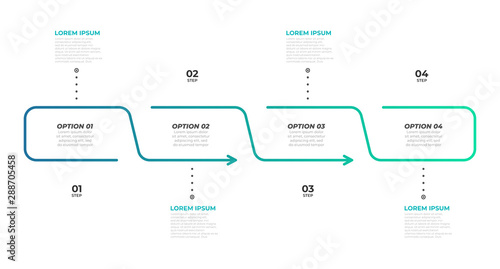 Timeline infographic template with arrows design. Vector eps10 illustration. Can be used for workflow layout, diagram, annual report, web design. Business concept with 4 options, steps or processes.