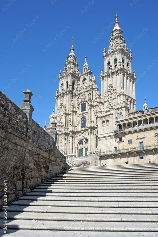 Spain , Santiago de Compostela cathedral, St James way, camino di Santiago