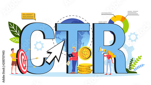 CTR acronym for click through rate. Internet campaign