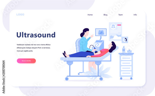 Ultrasound examination. Doctor in clinic using medical equipment