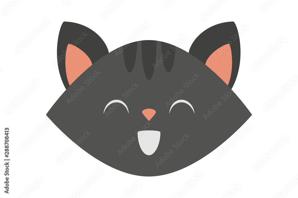 Cat head. Cute and funny animal. Kitten smile, adorable pet