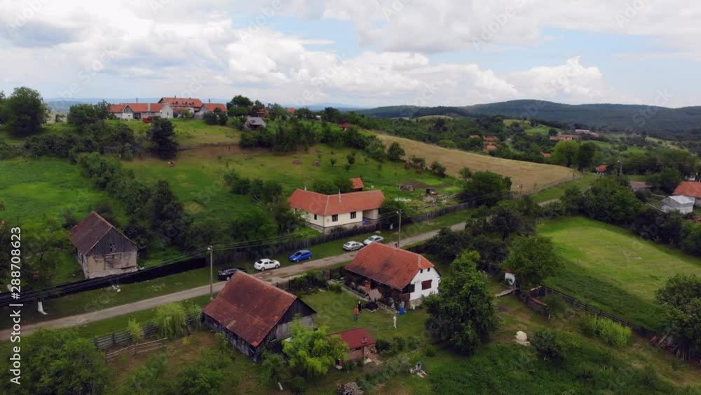Aerial views of a village surrounded by pure nature Aerial views of a village surrounded by pure nature
