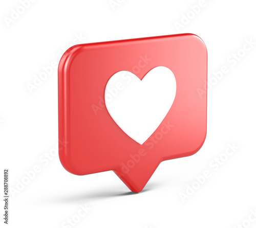 Like social media notification icon with heart symbol. Social media success concept - 3d rendering