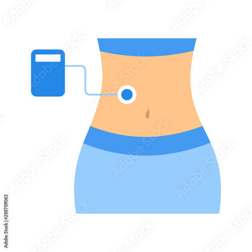 Ultrasound scanner system icon. Belly check and health treatment.