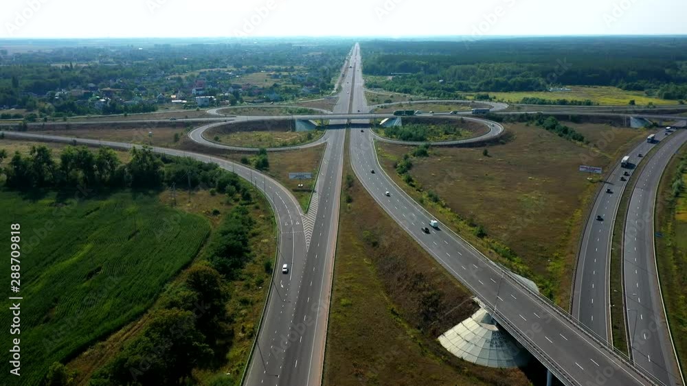 Large car interchange, aerial shot. Route Kiev Zhytomyr Large car interchange, aerial shot. Route Kiev Zhytomyr