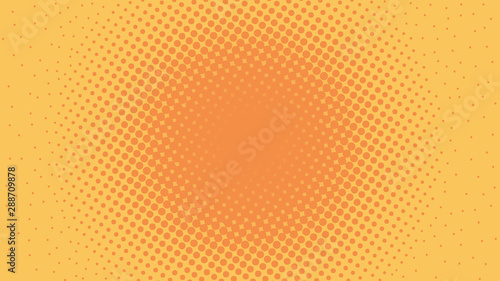 Orange dotted background in retro pop art comic style, vector illustration