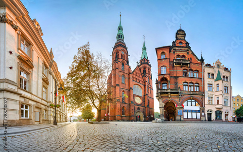 Legnica, Poland. View of Cathedral of St. Peter and Paul the Apostles at sunrise