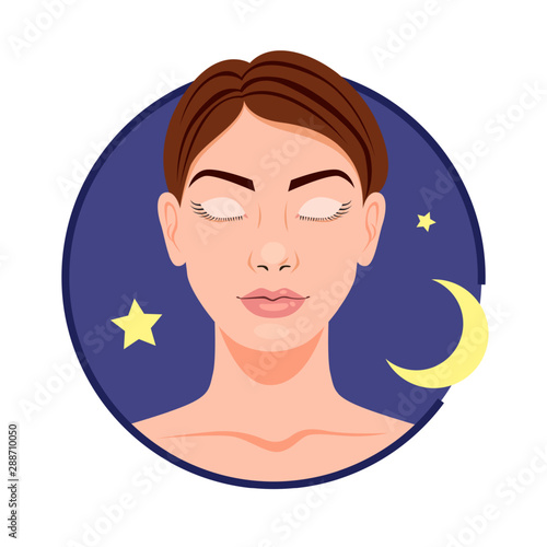 Asleep woman at night