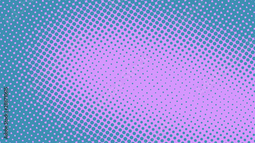 Blue and violet retro comic pop art background with haftone dots design. Vector clear template for banner or comic book design, etc