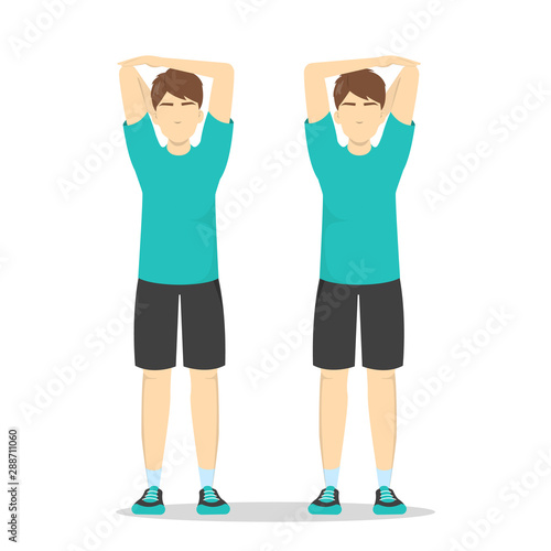 Shoulder stretch exercise. Stretch to relieve shoulder pain