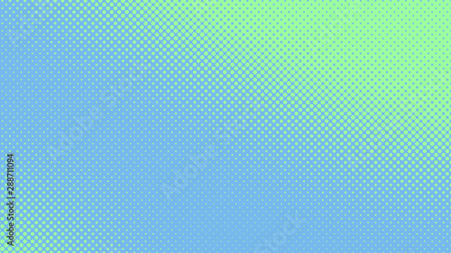 Turquoise and blue pop art background in vitange comic style with halftone dots, vector illustration template for your design