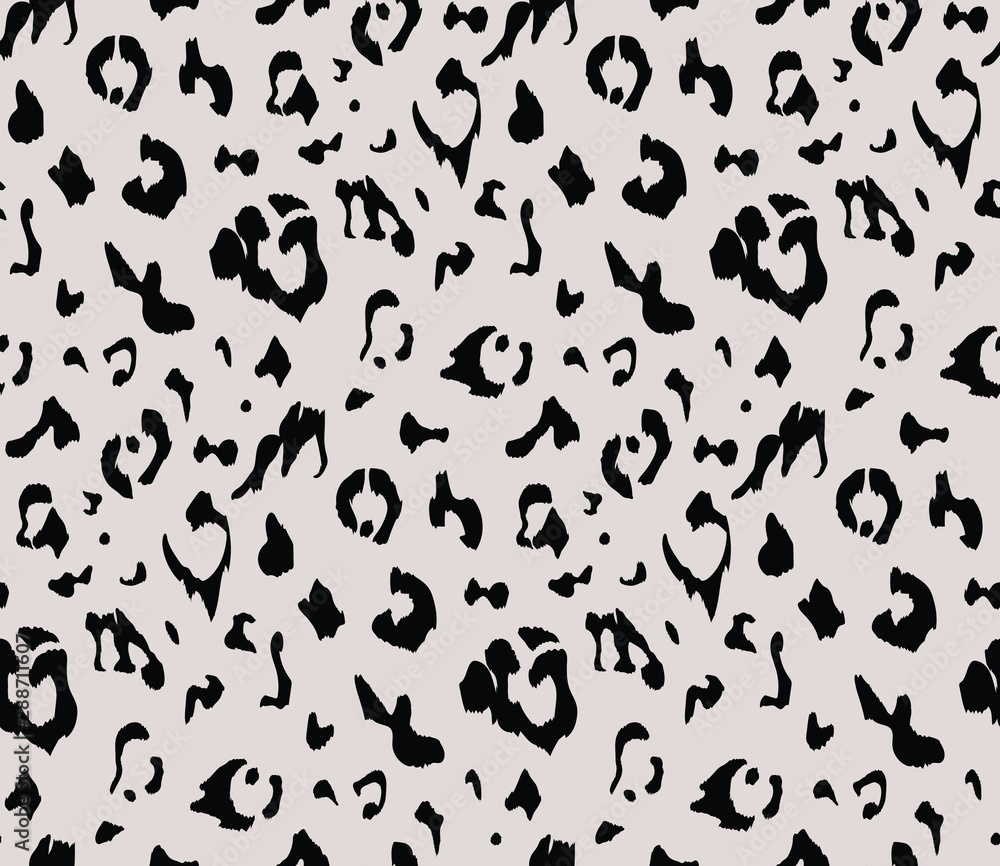Leopard skin print pattern. Leopard pattern texture repeating seamless monochrome black white. Textile print.