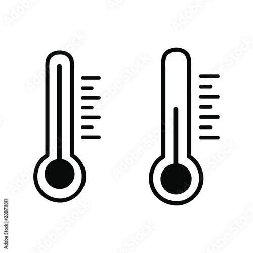 Thermometer vector icon with temperature half scale for weather or medicine