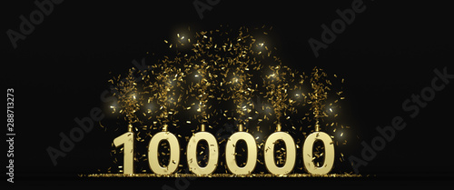 Fotografie 100K followers thank you illustration 3D rendering