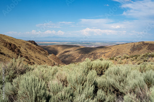 View of Southern Idaho in Owyhee County - mountains and sagebrush on a beautiful summer day