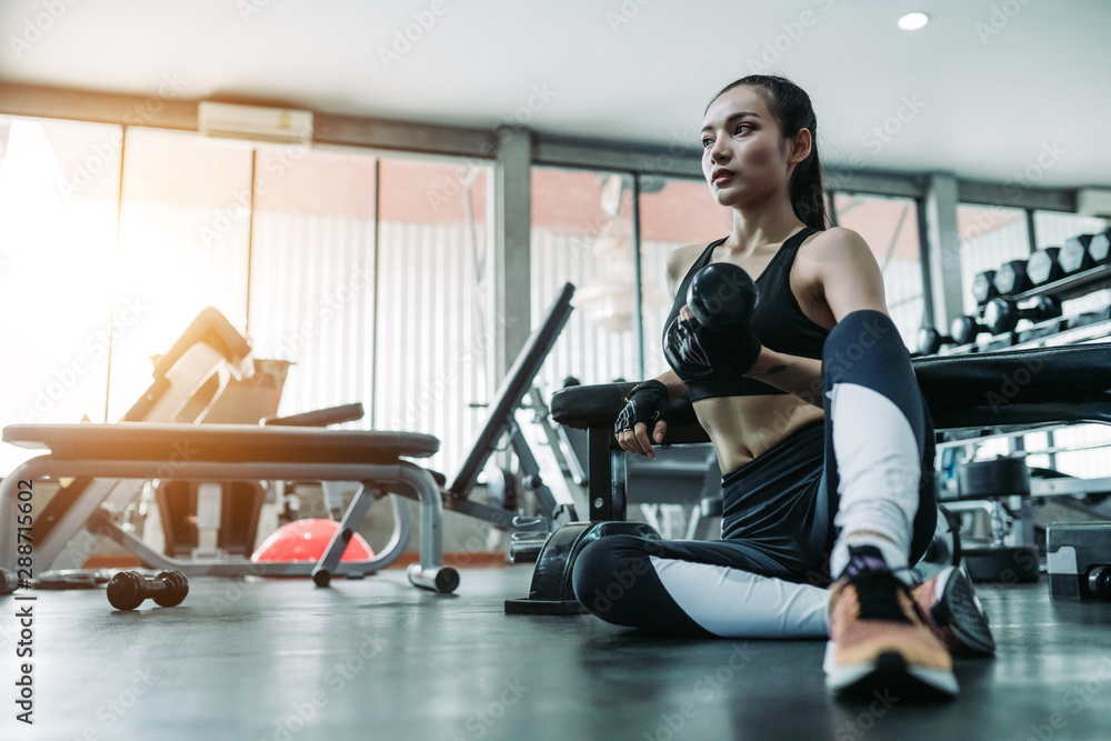 Fototapeta premium Fitness women exercise workout in the gym