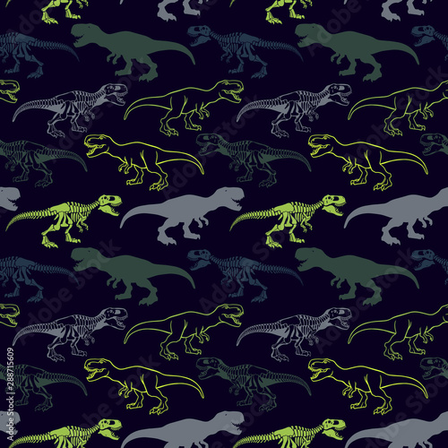 Abstract seamless vector pattern for girls, boys, clothes. Creative background with Jurassic period, dinosaur creative Funny wallpaper for textile and fabric. Fashion style. Colorful bright