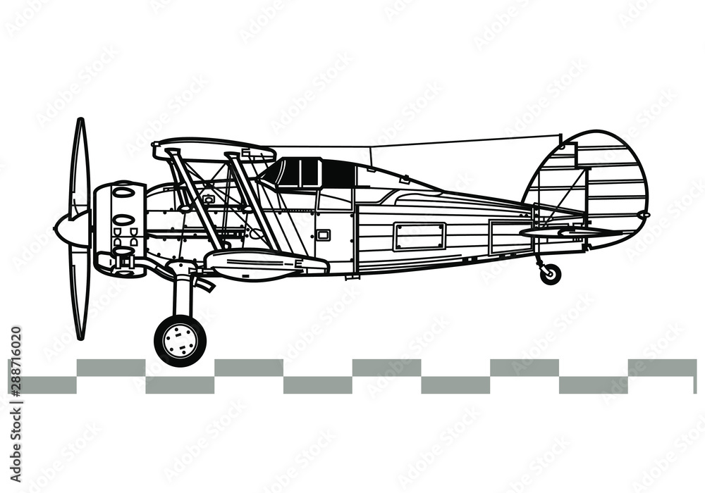 Gloster Gladiator. Outline vector drawing Gloster Gladiator. Outline vector drawing