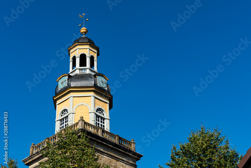 Tower of St Nikolai Church in Rinteln, Germany