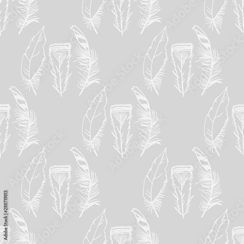 Bild auf Leinwand Mockingjay feather seamless pattern hand drawn sketch