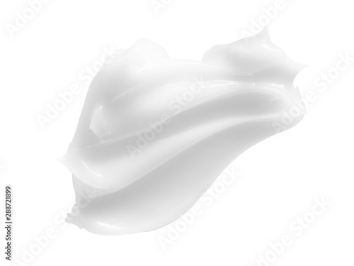 White cosmetic cream smear isolated on white background.