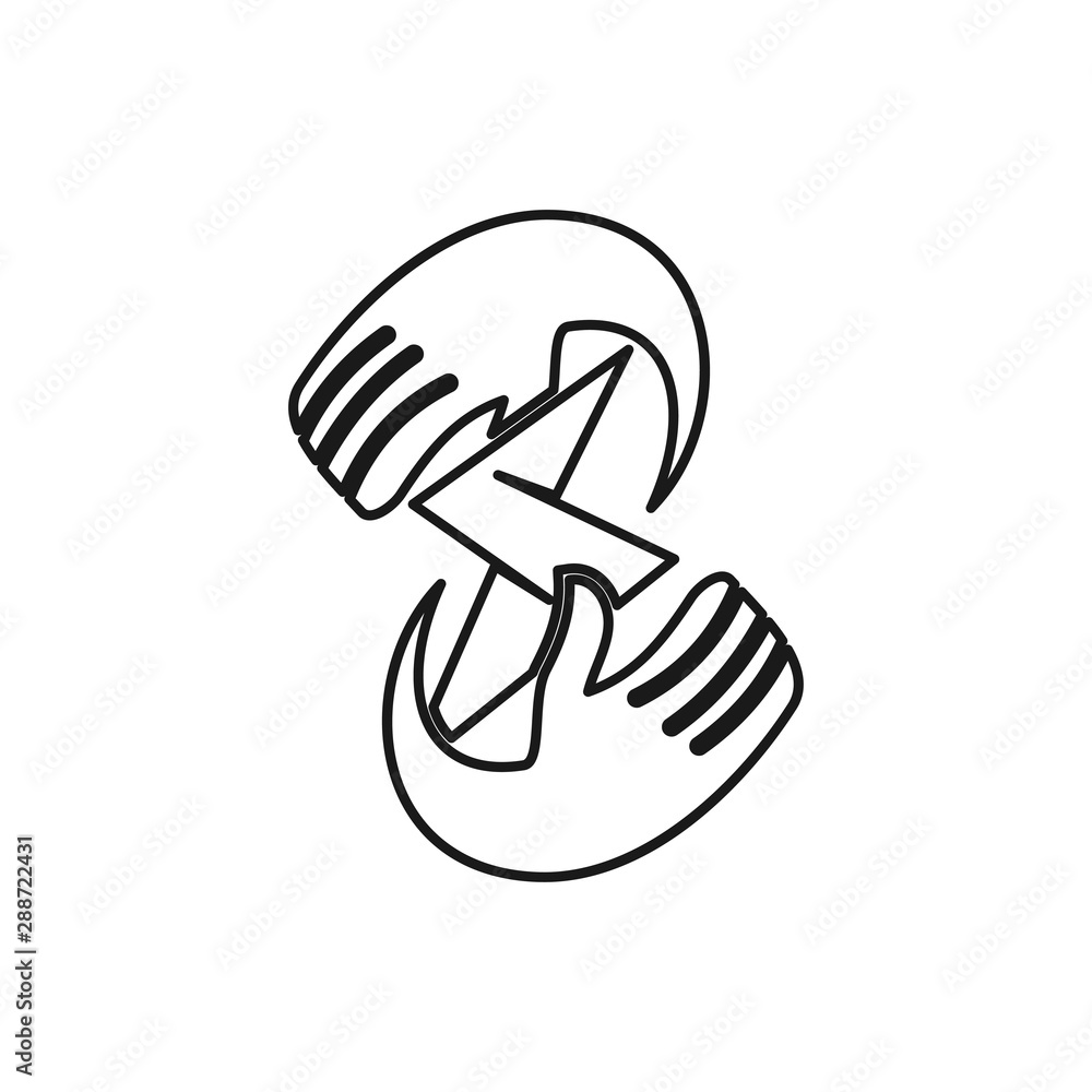 Obraz premium bolt hand rotation Commitment Teamwork Together Outline Logo
