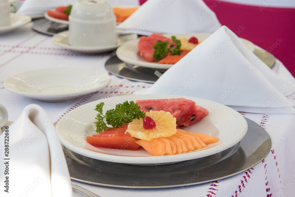 Fruit plate for a healthy breakfast Fruit plate for a healthy breakfast