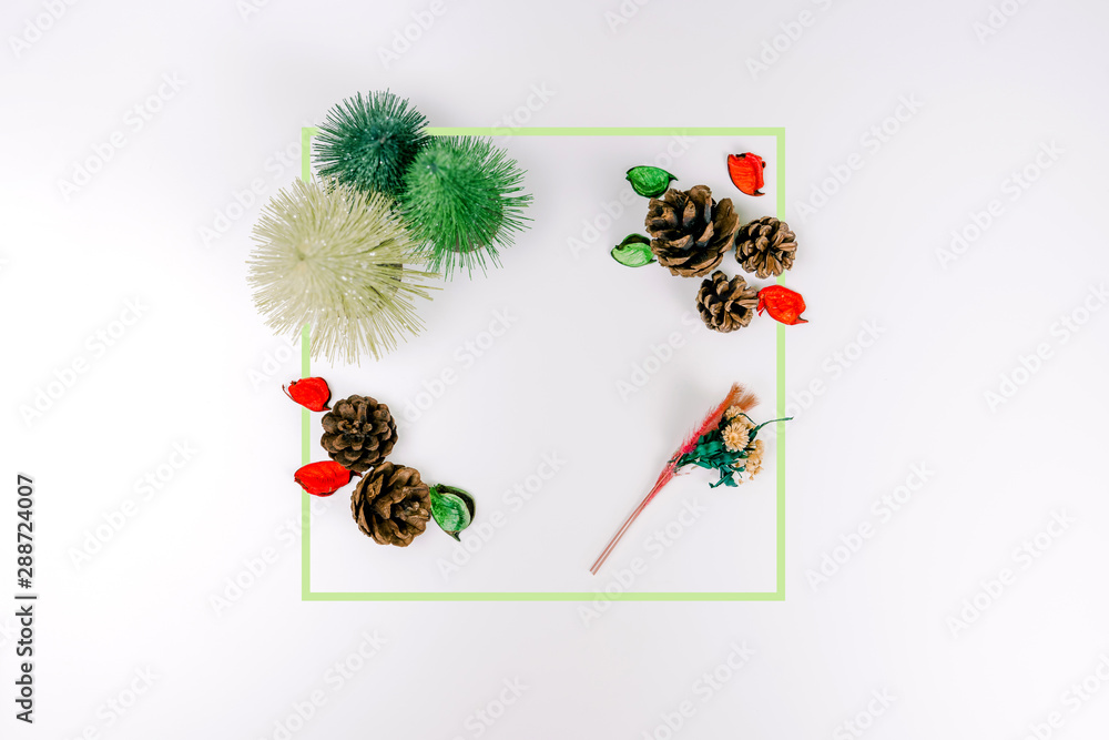 web banner minimal flat lay decorate for autumn to christmas and new year celebrate design from greeting card with pine christmas tree and dry leaf on isolated white background web banner minimal flat lay decorate for autumn to christmas and new year celebrate design from greeting card with pine christmas tree and dry leaf on isolated white background