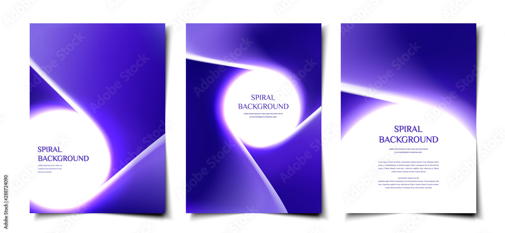 Set of elegant realistic spiral layout with blank space for text, cover, poster, wallpaper design template