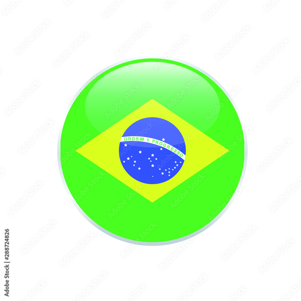 brazil  round flag . closy flag of brazil  - vector button. 