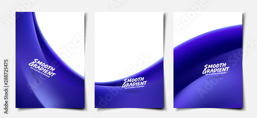 Set of 3d trendy Purple smooth silk liquid wave background layout, cover, poster, wallpaper design template