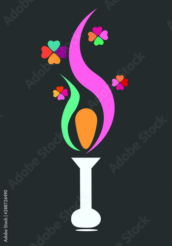  Colorful flowers  in a white vase with a black background