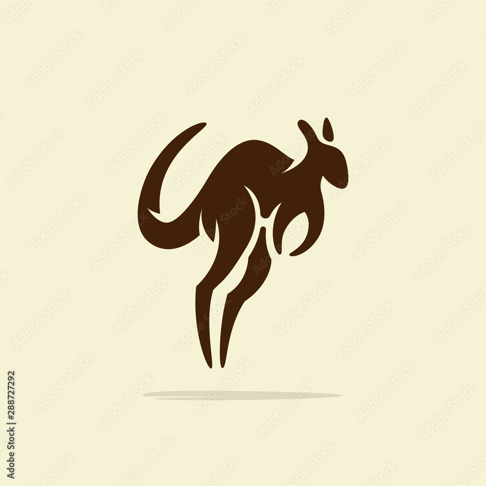Ταπετσαρία Flat minimalist Kangaroo logo design template with retro or vintage style