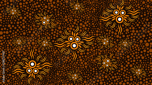 Illustration based on aboriginal style of dot background.