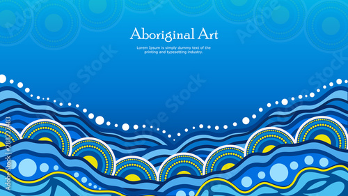 Aboriginal dot art vector banner with text.