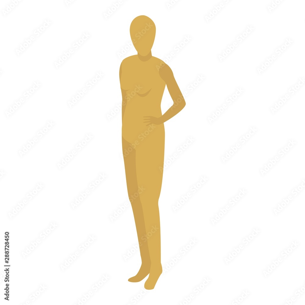 Gold mannequin icon. Isometric of gold mannequin vector icon for web design isolated on white background Gold mannequin icon. Isometric of gold mannequin vector icon for web design isolated on white background