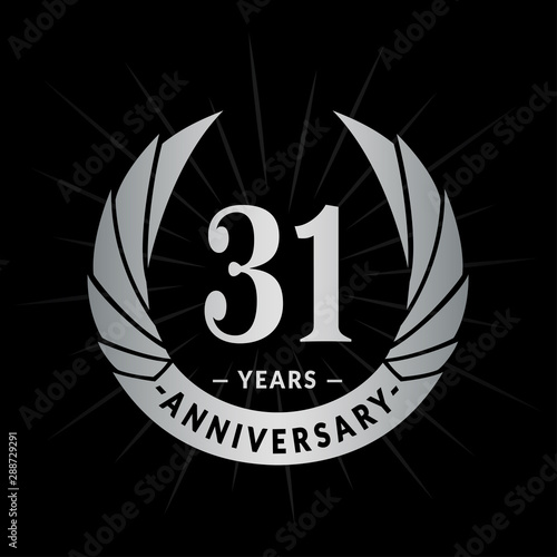 31 years anniversary celebration logotype. Elegant anniversary design. Thirty-one years logo.