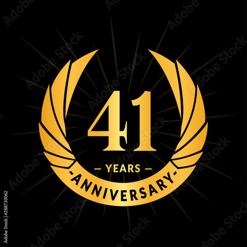 41 years anniversary celebration logotype. Elegant anniversary design. Forty-one years logo.