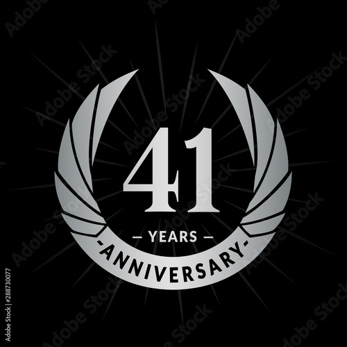 41 years anniversary celebration logotype. Elegant anniversary design. Forty-one years logo.