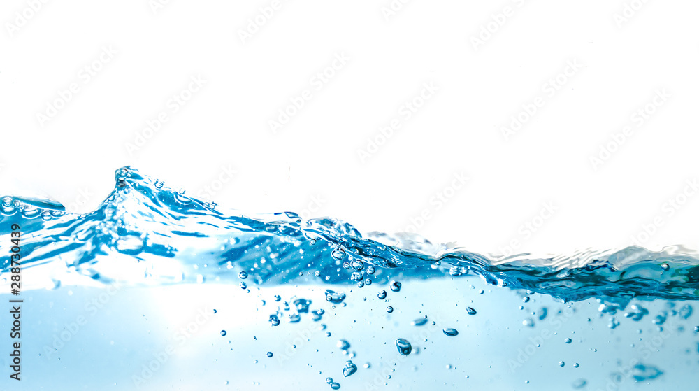 Water Wave bubbles air and splash isolated over white background. Blue water wave abstract background isolated on white Water Wave bubbles air and splash isolated over white background. Blue water wave abstract background isolated on white