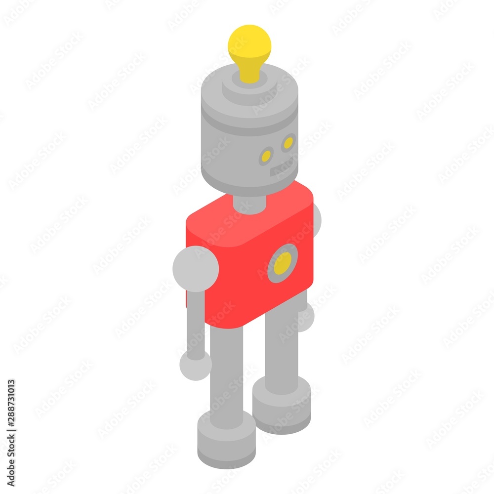 Robot with bulb lamp icon. Isometric of robot with bulb lamp vector icon for web design isolated on white background