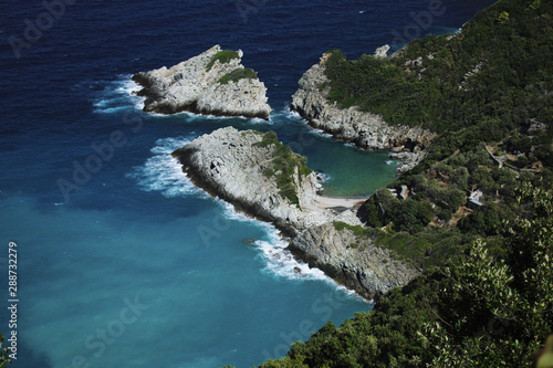 Colorful rocky sea landscape of island in Greece.