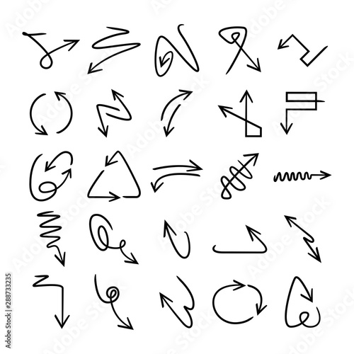 doodle and hand drawn arrow icons set