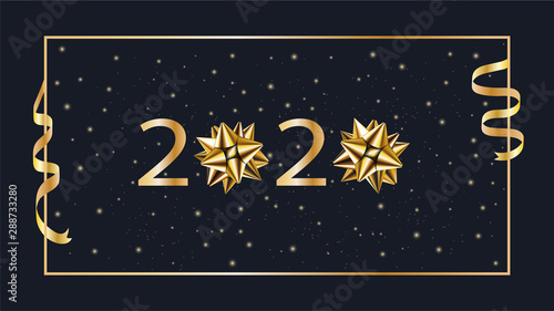 2020. Happy new year. Christmas vector background with bows.