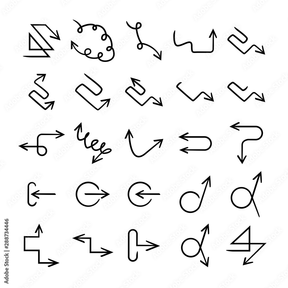 doodle and hand drawn arrow icons set doodle and hand drawn arrow icons set