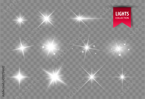 Fotografie, Obraz Shine glowing stars. Vector lights