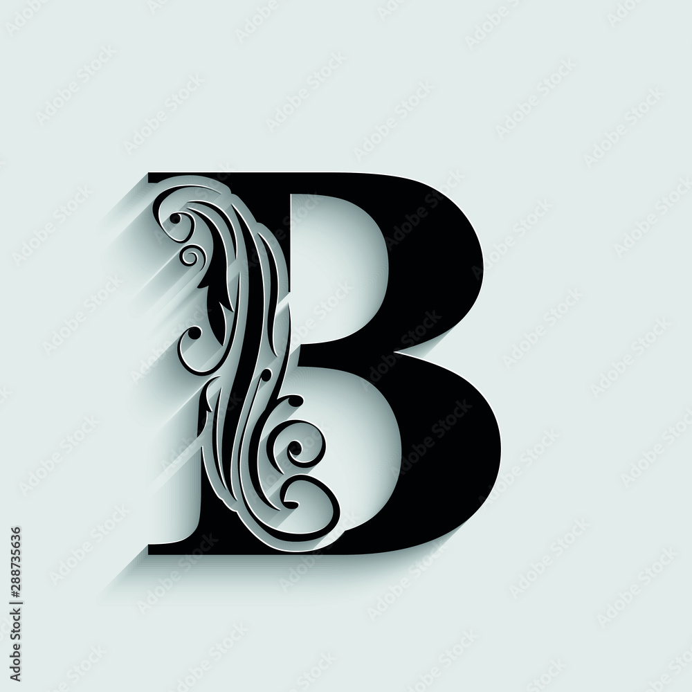 letter B. Black flower alphabet. Beautiful capital letters. Stock ...
