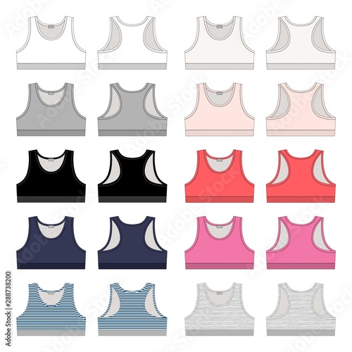 Set of girls technical sketch sports bra.