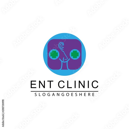 ENT doctor logo design vector. Ear nose throat doctor clinic.