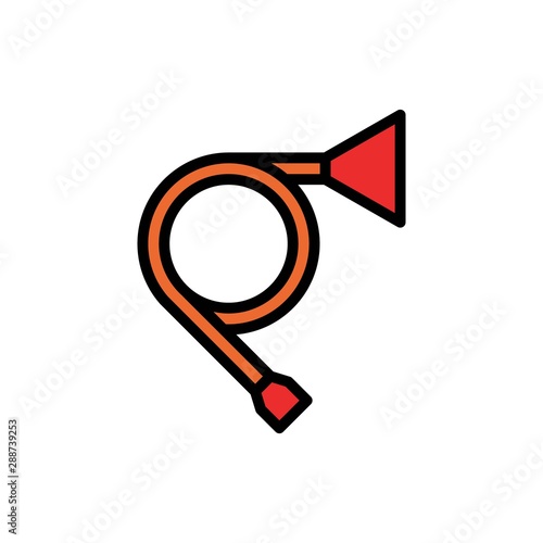 french horn filled line vector icon